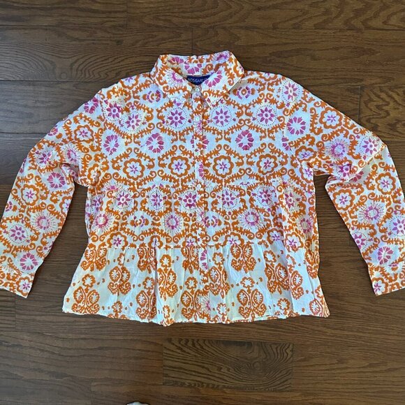 NWT Ro's Garden Vanessa Pintuck Boho Floral Casual Button Up Shirt Size Large - Picture 11 of 11